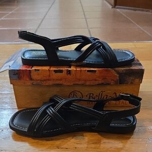 Bella Vita Strappy Black Strappy Leather Sandals Women's Size 9M Made In Italy